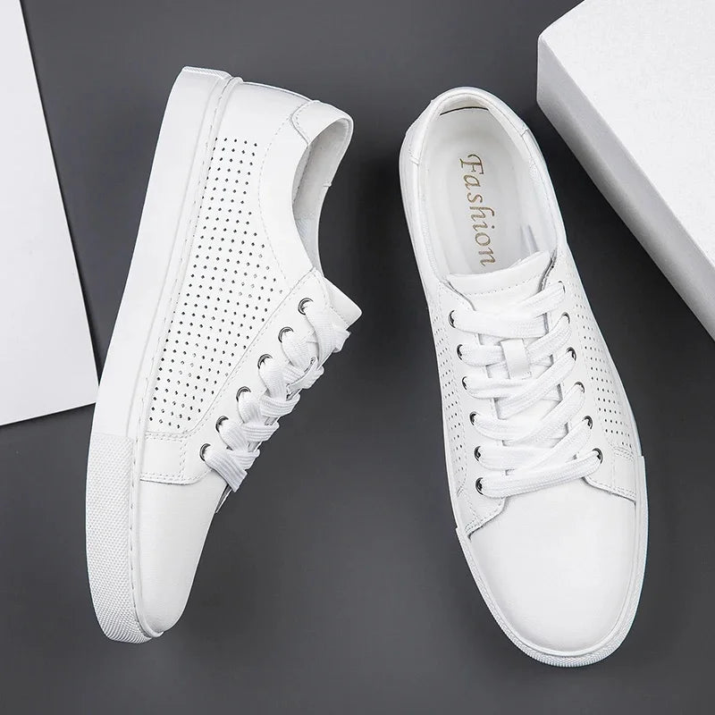 BeClassic™ Soft Cow Leather Sneakers – Trendy White Comfort for Summer in Extended Sizes.