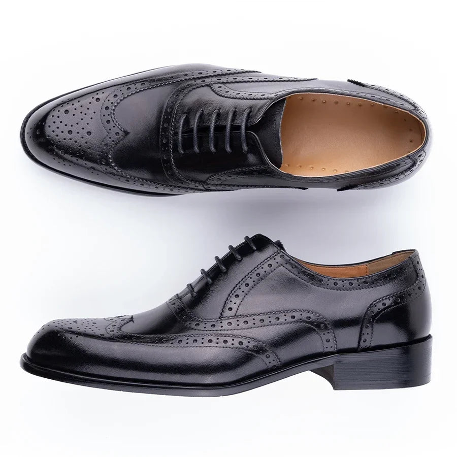 BeClassic™ Premium Cowhide Oxford Shoes – Elegant Brogue Design for Business & Weddings.