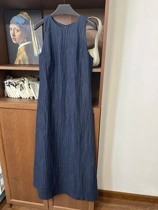 BeClassic Monoco Retro Linen-Cotton Dress – Ocean Breeze