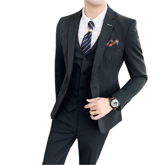 BeClassic™ Black Plaid Three-Piece Suit – Sophisticated Tailoring for Weddings & Business