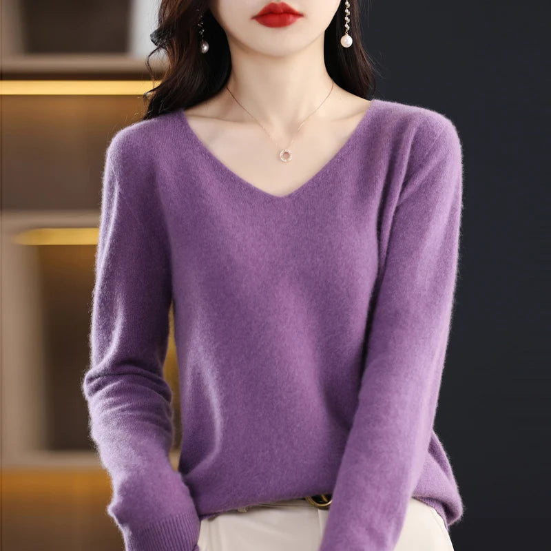 BeClassic Monoco Pure Wool V-Neck Sweater – Autumn Luxe