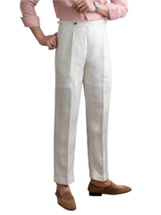 BeClassic™ Naples High-Waist Linen Pants – Heavyweight White Linen for Timeless Elegance.