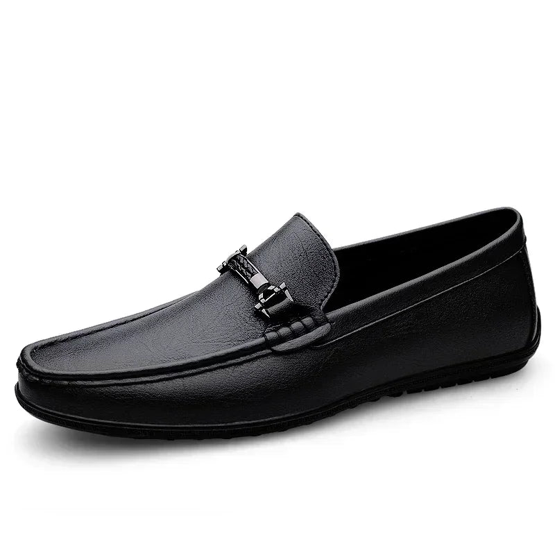 BeClassic™ Handmade Blue Leather Loafers – Luxury Slip-Ons for Business & Casual Wear.