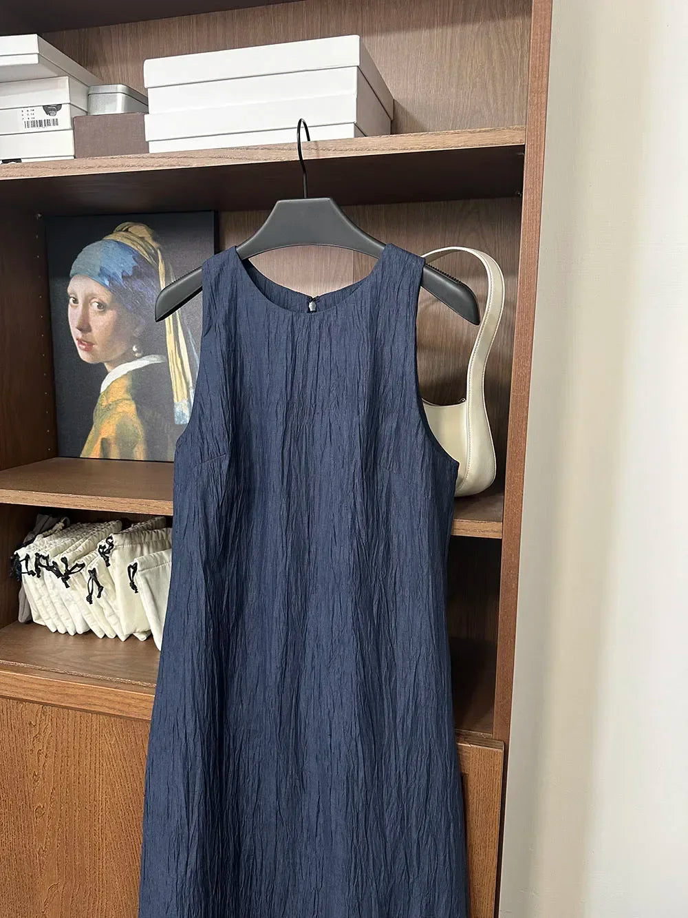 BeClassic Monoco Retro Linen-Cotton Dress – Ocean Breeze