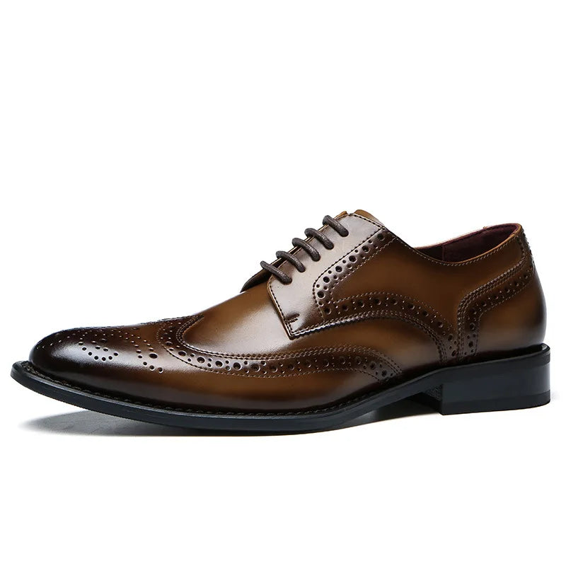 BeClassic™ Top-Grain Leather Brogue Oxfords – Luxury Formal Shoes for Weddings & Business.
