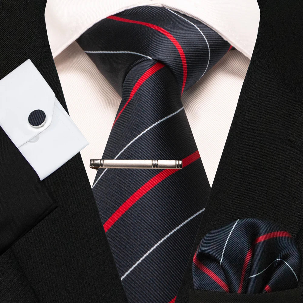 BeClassic Monoco Silk Tie & Accessory Set – Crimson Royale