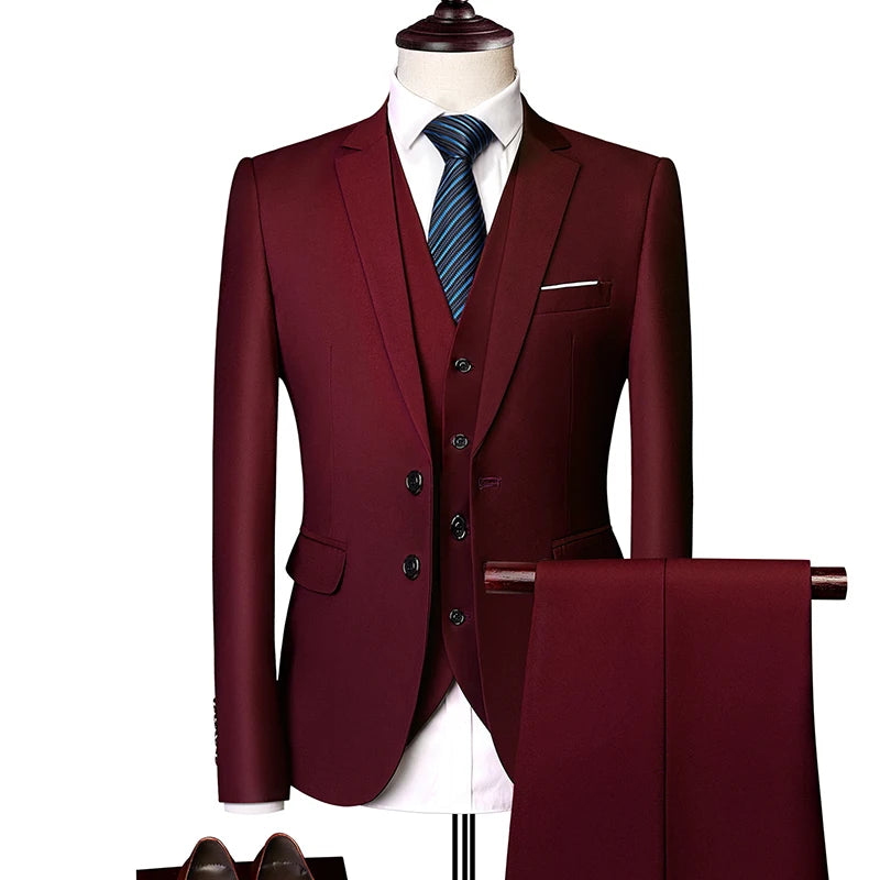 BeClassic™ Pink Three-Piece Suit – High-Quality Tailoring for Weddings & Business.