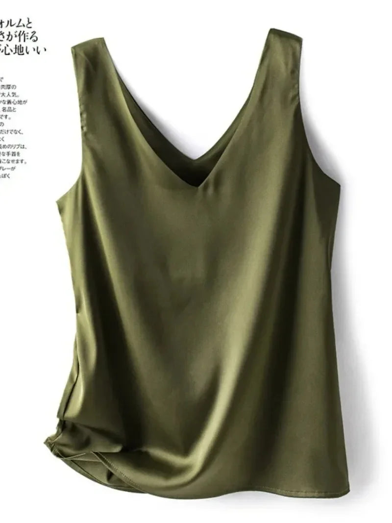 BeClassic Monoco Silk Satin Sleeveless Blouse – Emerald Grace