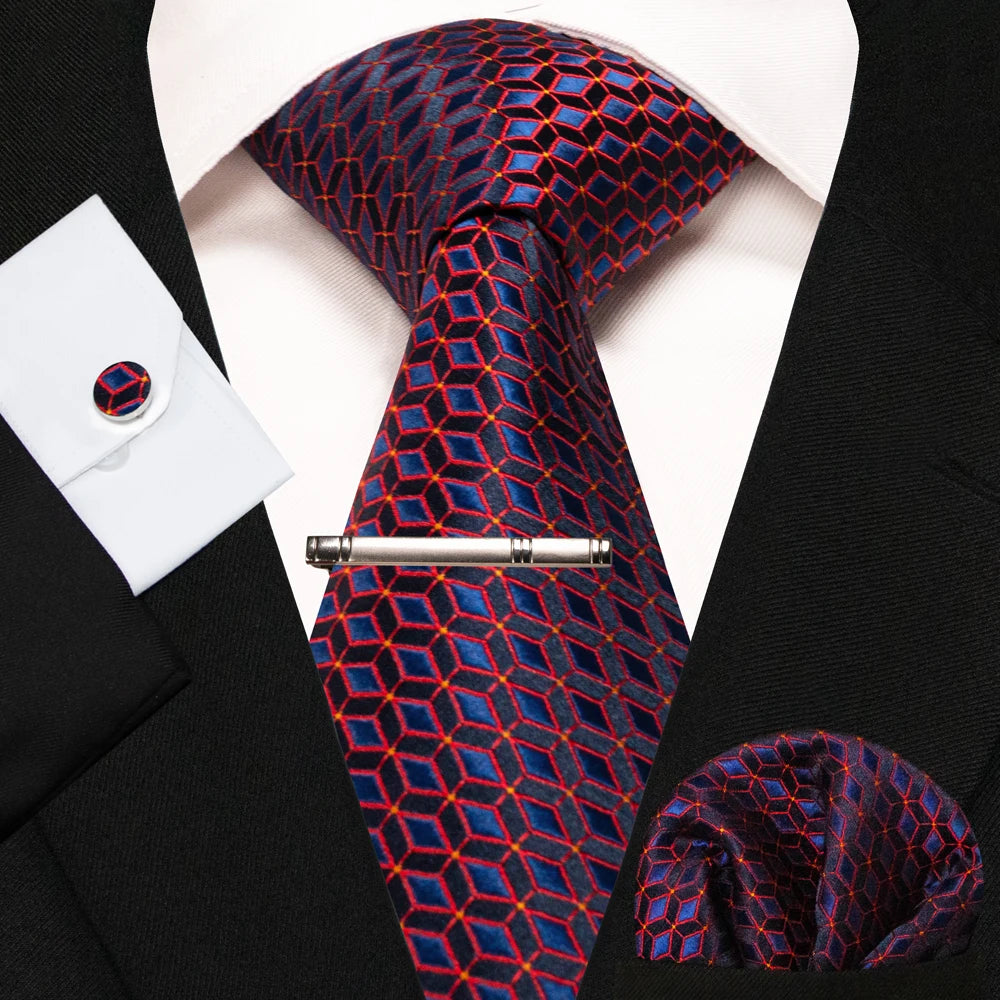 BeClassic Monoco Silk Tie & Accessory Set – Crimson Royale