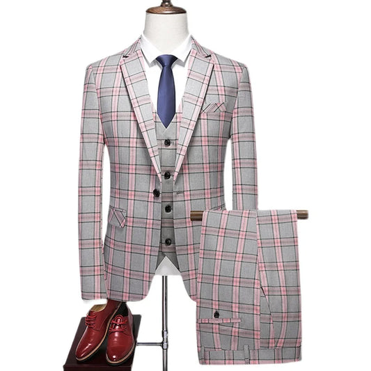 BeClassic™ 2025 European Plaid Three-Piece Suit – Elevated Style for Weddings & Business Affairs.