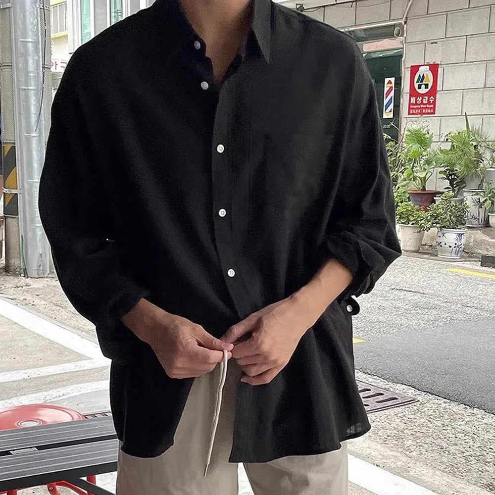 BeClassic™ 2025 Breathable Linen-Cotton Shirt – Trendy Korean Streetwear for Summer.