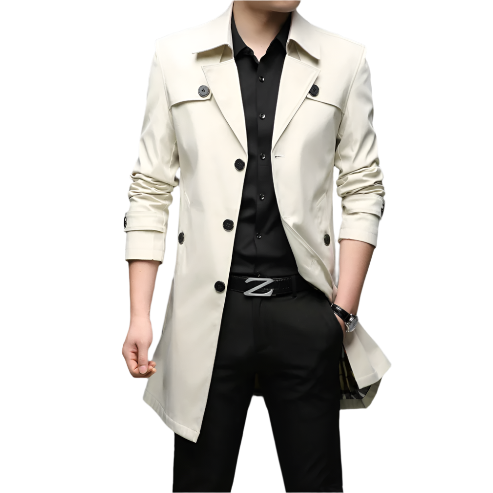 BeClassic™ Men's Long Trench Coat – Business Casual Windbreaker, Single-Breasted