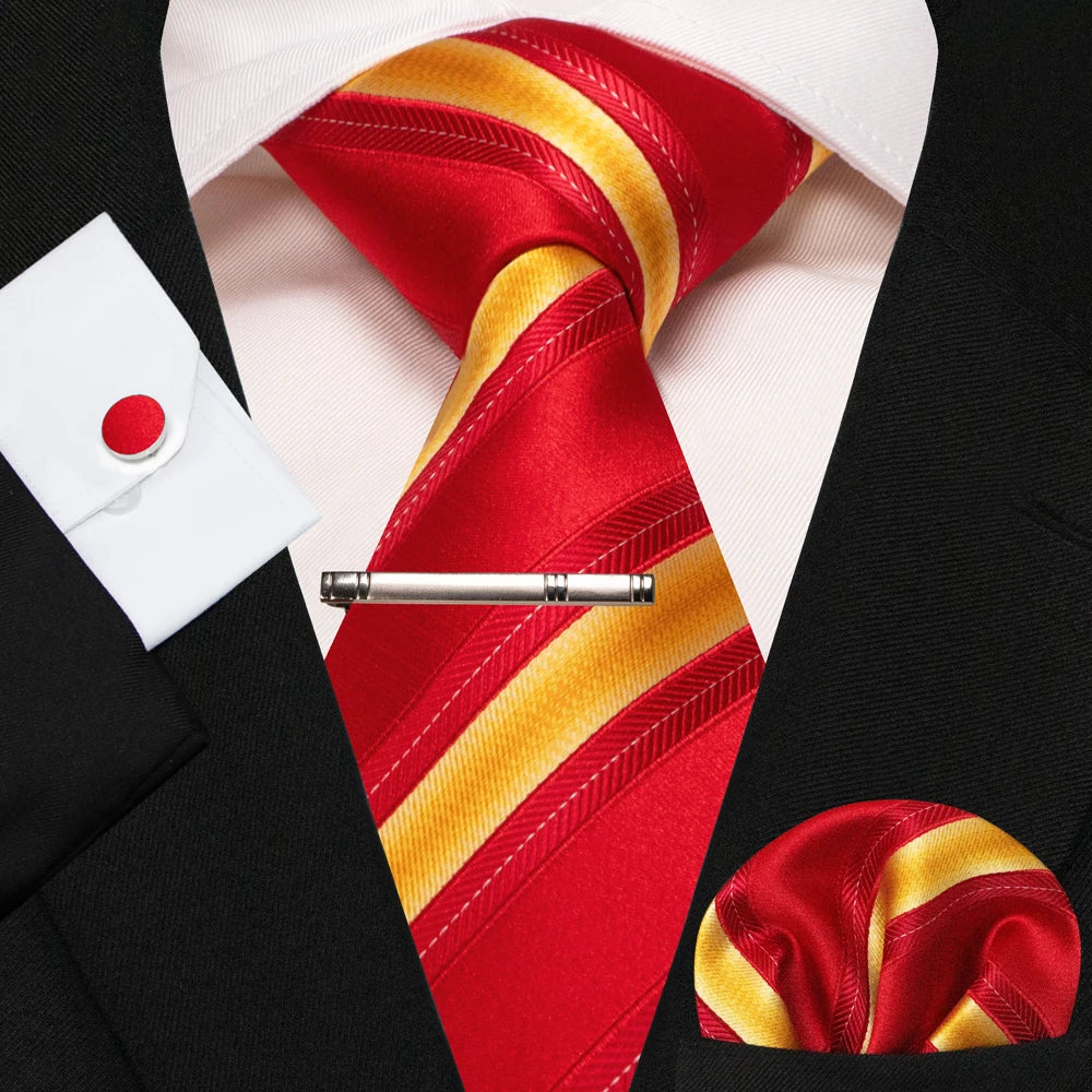 BeClassic Monoco Silk Tie & Accessory Set – Crimson Royale
