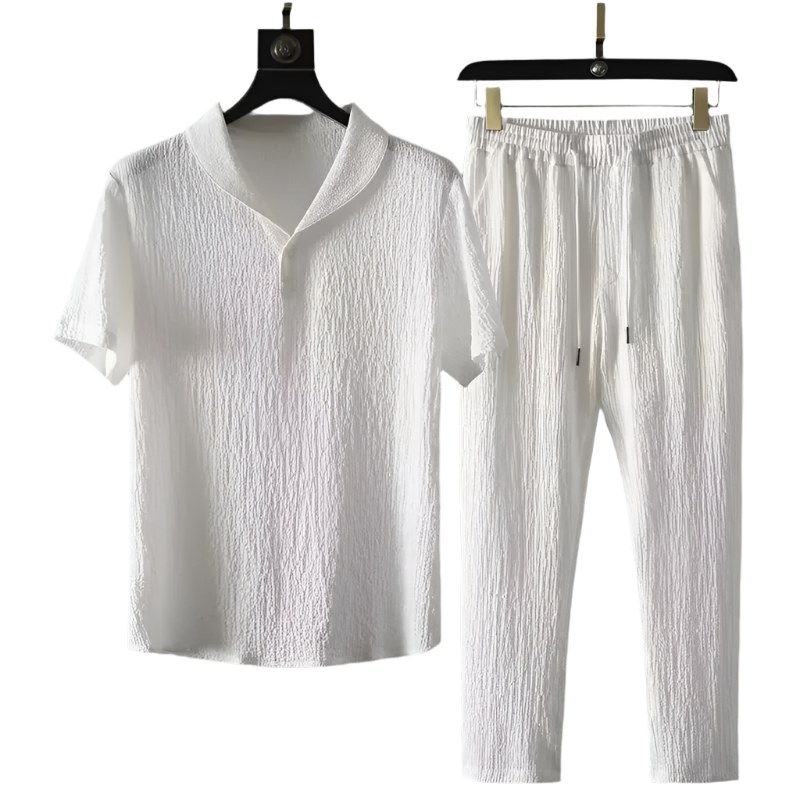 BeClassic™ Ultra-Thin Ice Silk Linen Suit – Breathable Two-Piece Summer Set.