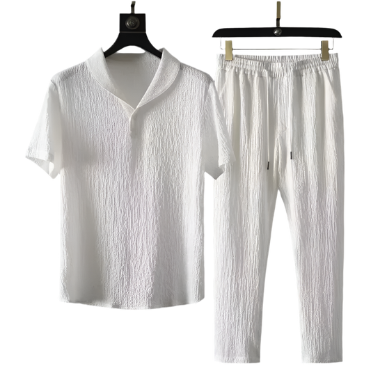 BeClassic™ Ultra-Thin Ice Silk Linen Suit – Breathable Two-Piece Summer Set.