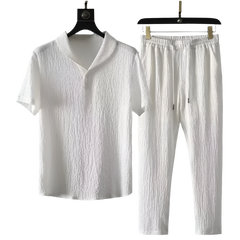 BeClassic™ Ultra-Thin Ice Silk Linen Suit – Breathable Two-Piece Summer Set.