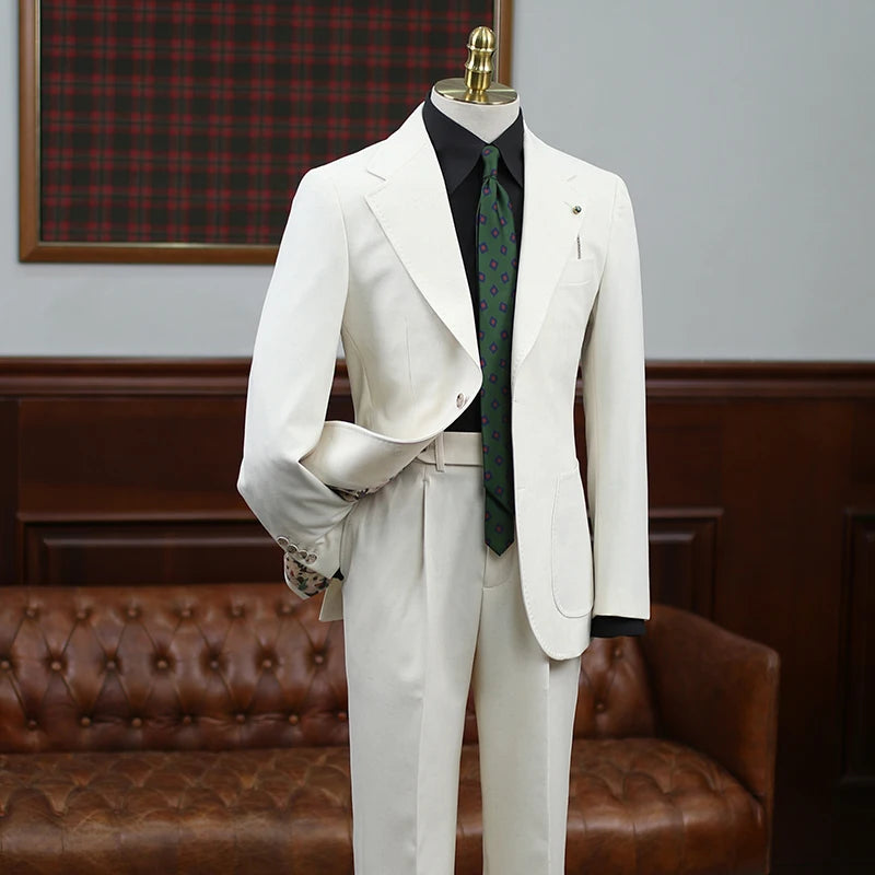 BeClassic™ IsirHonour Apricot Linen Suit – Retro British-Inspired Set for Youthful Spring & Autumn Style.