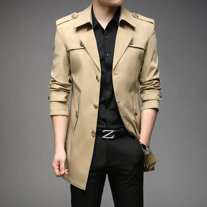 BeClassic™ New Spring Men's England-Style Trench Coat – Casual Long Windbreaker Jacket