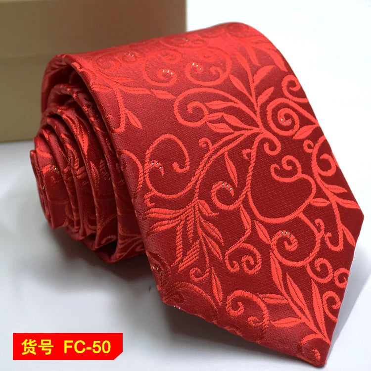 67 Styles Men's Ties Solid Color Stripe Flower Floral 7-8cm Jacquard Necktie Accessories Daily Wear Cravat Wedding Party Gift