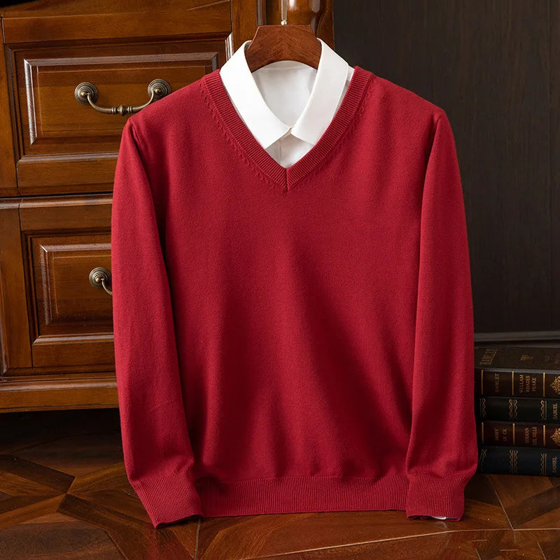 BeClassic™ Super Cashmere V-Neck Sweater – Thick, Warm Pullover for Timeless Autumn & Winter Style.