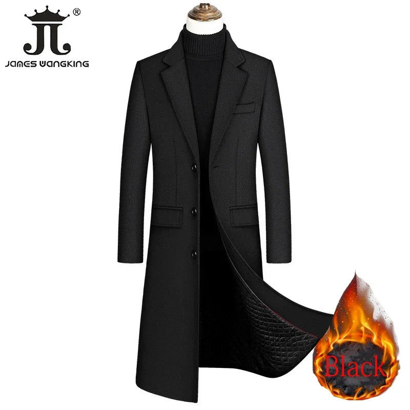 BeClassic™ Men's Extra-Long Wool Trench Coat – Classic, Thick & Warm Winter Jacket