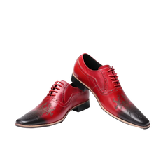 BeClassic™ Handmade Loong Pattern Oxfords – Luxurious Red Leather Shoes for Celebrations & Weddings.