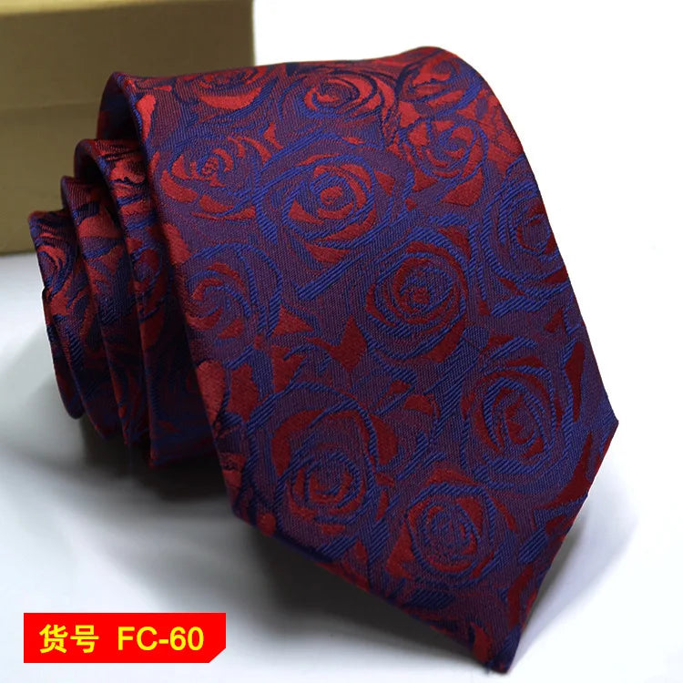 67 Styles Men's Ties Solid Color Stripe Flower Floral 7-8cm Jacquard Necktie Accessories Daily Wear Cravat Wedding Party Gift