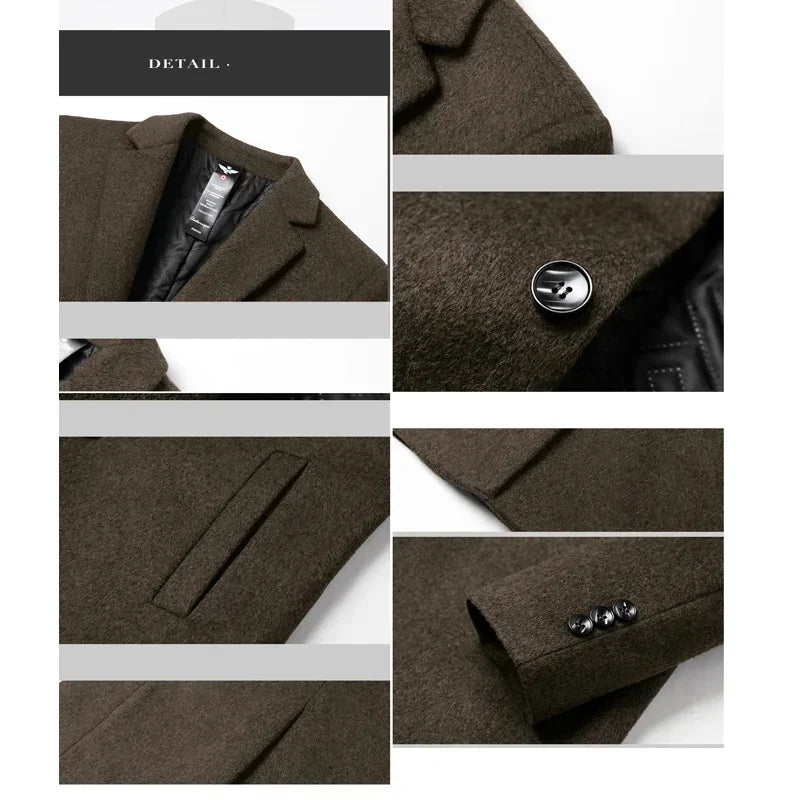 BeClassic™ BROWON Wool Trench Coat – Long Solid Color Windbreaker for Autumn & Winter Elegance.