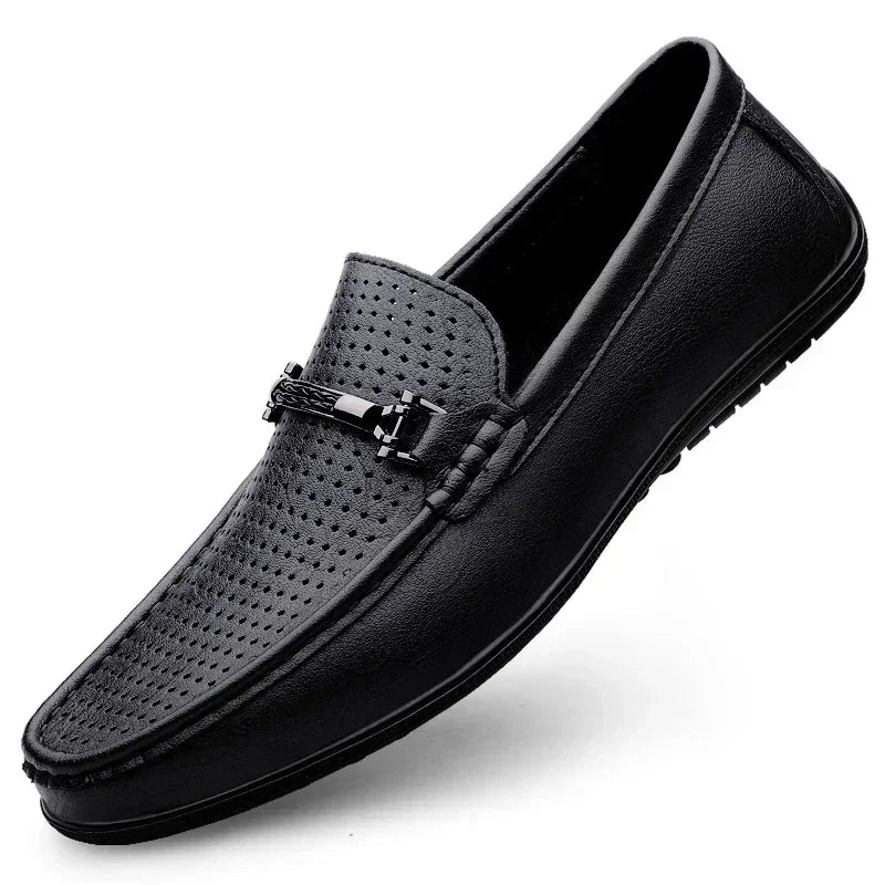 BeClassic™ Handmade Blue Leather Loafers – Luxury Slip-Ons for Business & Casual Wear.