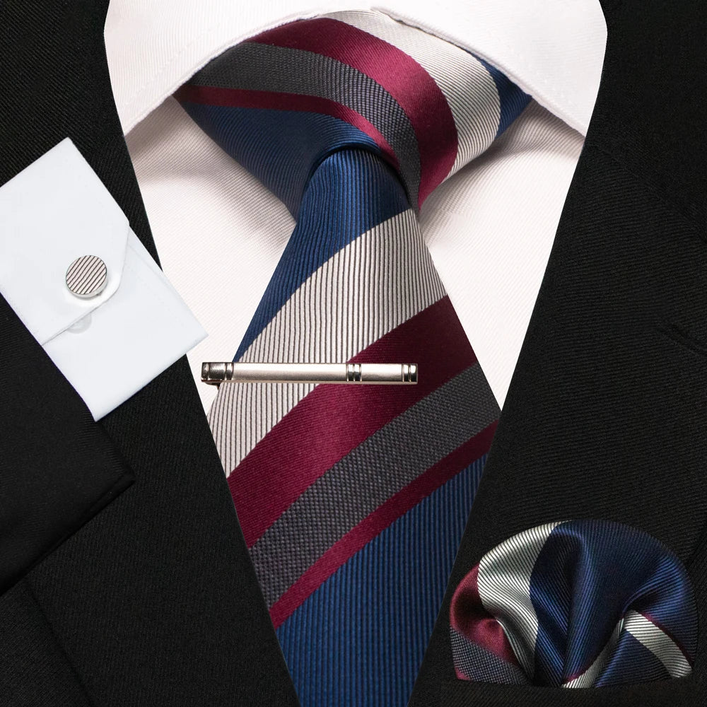 BeClassic Monoco Silk Tie & Accessory Set – Crimson Royale