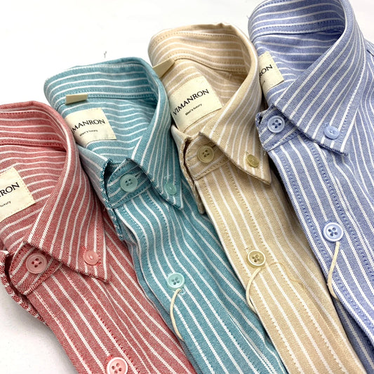 BeClassic Oxford Heritage Striped Cotton Shirt – Retro Japanese Inspired