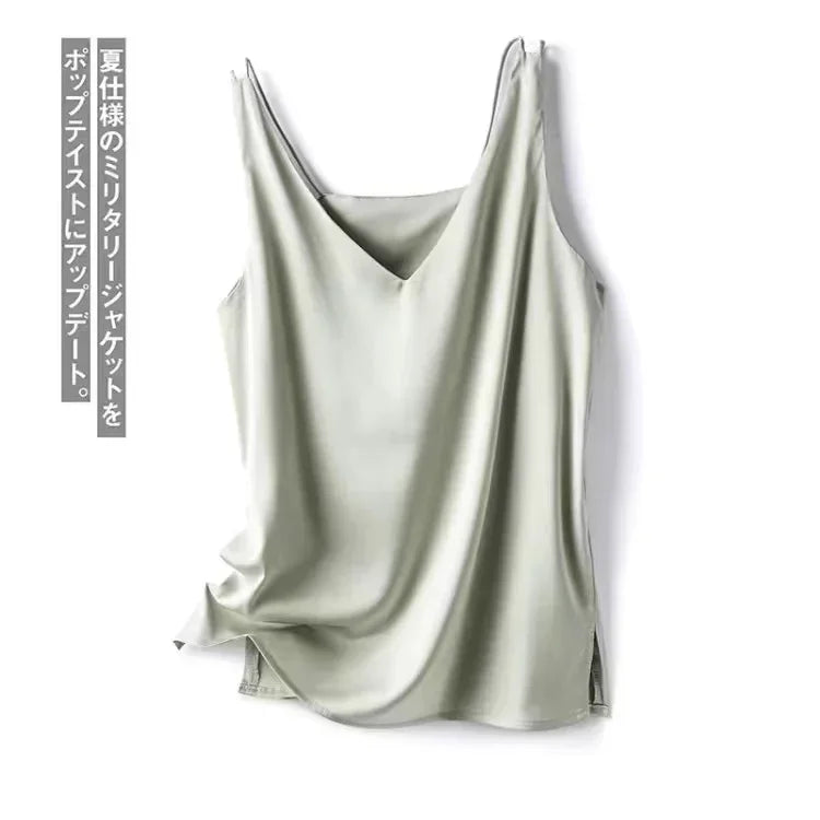 BeClassic Monoco Silk Satin Sleeveless Blouse – Emerald Grace