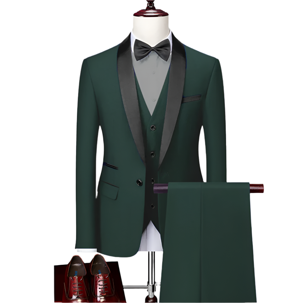BeClassic™ Black Collar Three-Piece Suit – Elegant Formalwear for Grooms & Business