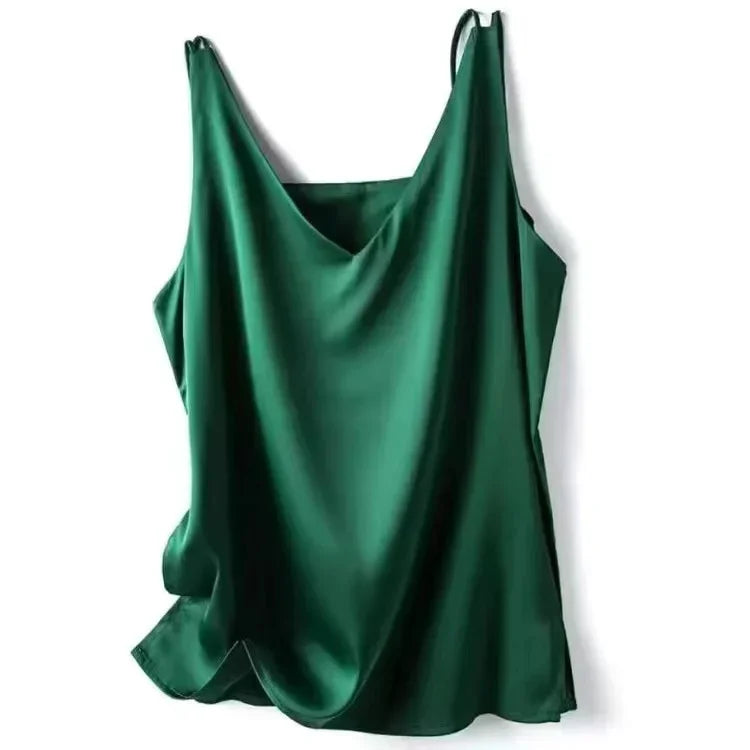 BeClassic Monoco Silk Satin Sleeveless Blouse – Emerald Grace