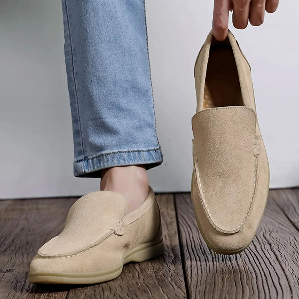 BeClassic™ Suede Leather Loafers – Designer Casual Flats for Timeless Elegance.