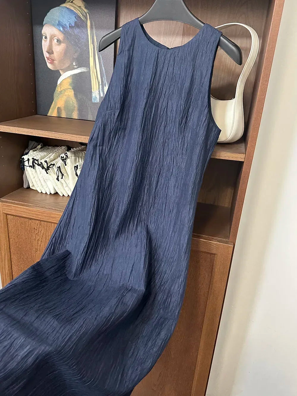 BeClassic Monoco Retro Linen-Cotton Dress – Ocean Breeze