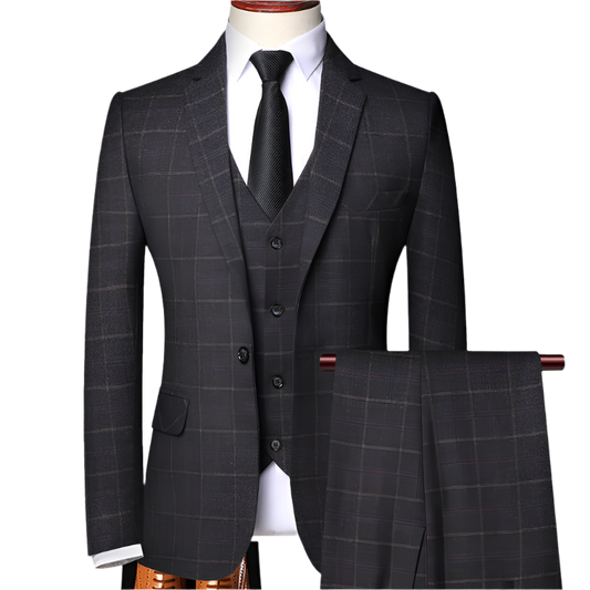 BeClassic™ Signature Plaid Three-Piece Suit – Slim-Fit Business Casual Set with Timeless Appeal.