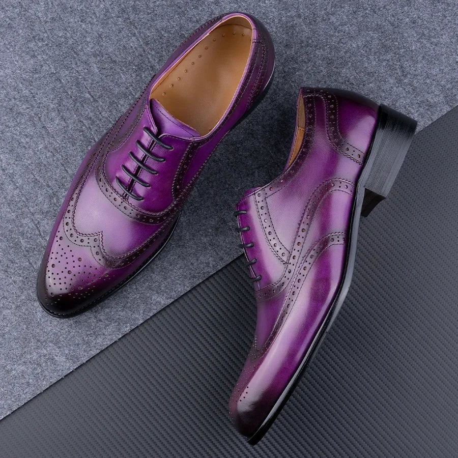 BeClassic™ Premium Cowhide Oxford Shoes – Elegant Brogue Design for Business & Weddings.