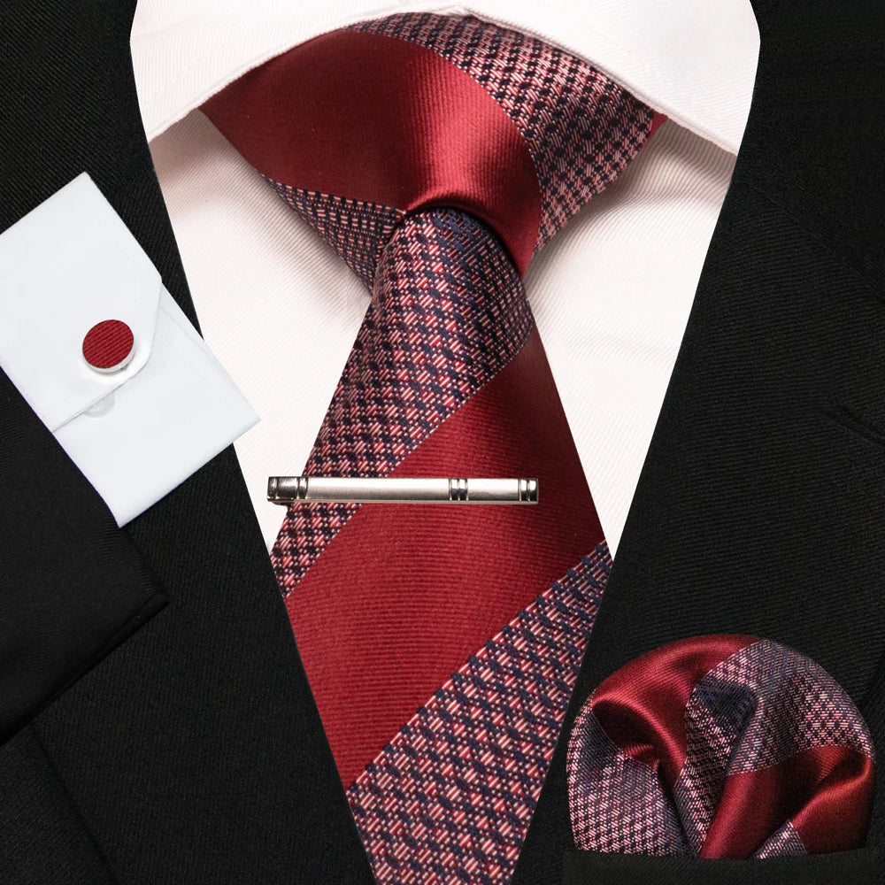 BeClassic Monoco Silk Tie & Accessory Set – Crimson Royale