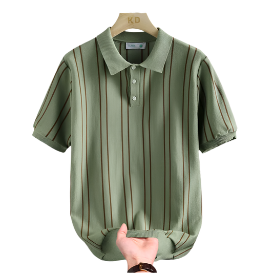 BeClassic™ Stretch Knit Striped Polo – Breathable, Sweat-Wicking Comfort for Daily Casual Wear.T-shirt.