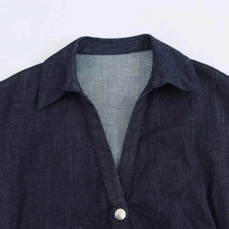 BeClassic Monoco Ruched Denim Midi Dress – Urban Ease