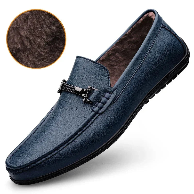 BeClassic™ Handmade Blue Leather Loafers – Luxury Slip-Ons for Business & Casual Wear.