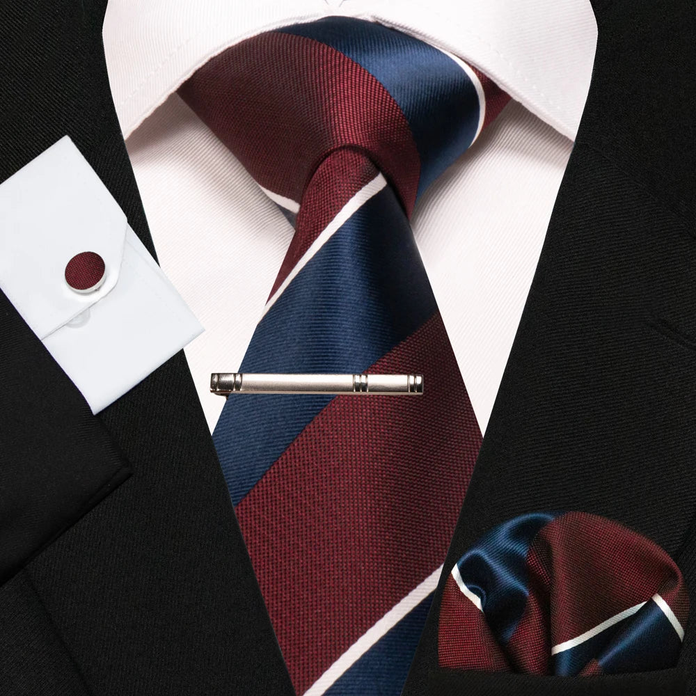 BeClassic Monoco Silk Tie & Accessory Set – Crimson Royale