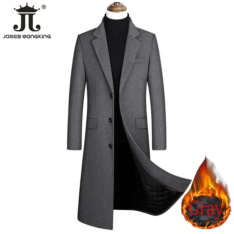 BeClassic™ Men's Extra-Long Wool Trench Coat – Classic, Thick & Warm Winter Jacket