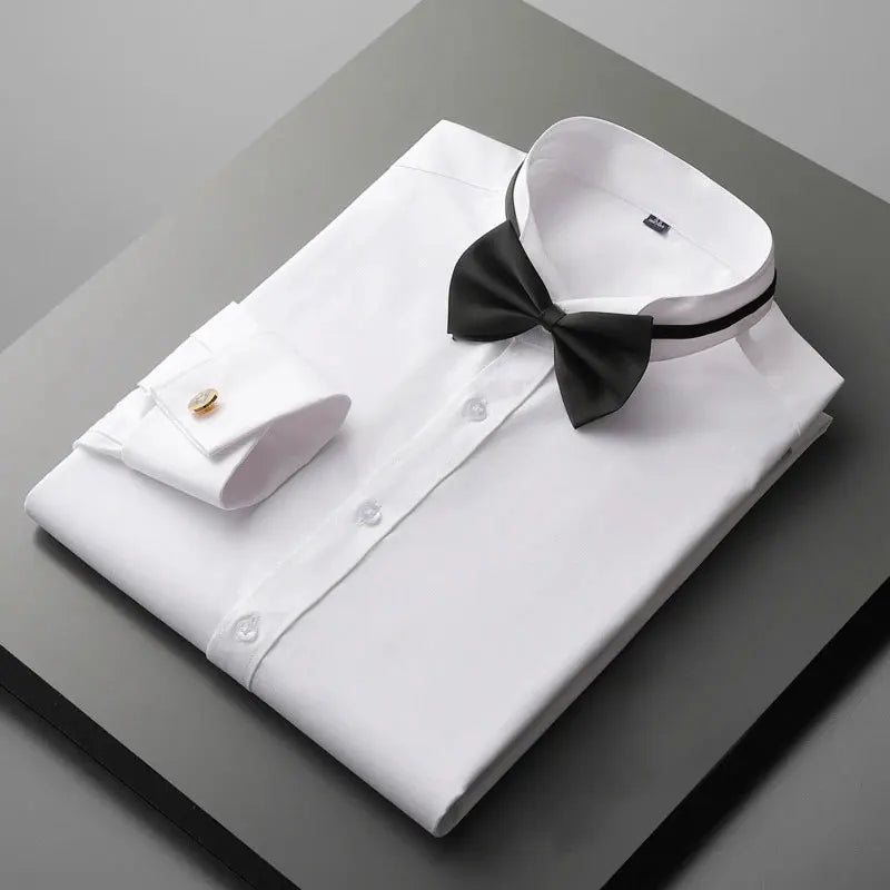 BeClassic™ Wing Tip French Cuff Shirt – Elegant Plus-Size Tuxedo Shirt for Weddings & Formal Events.
