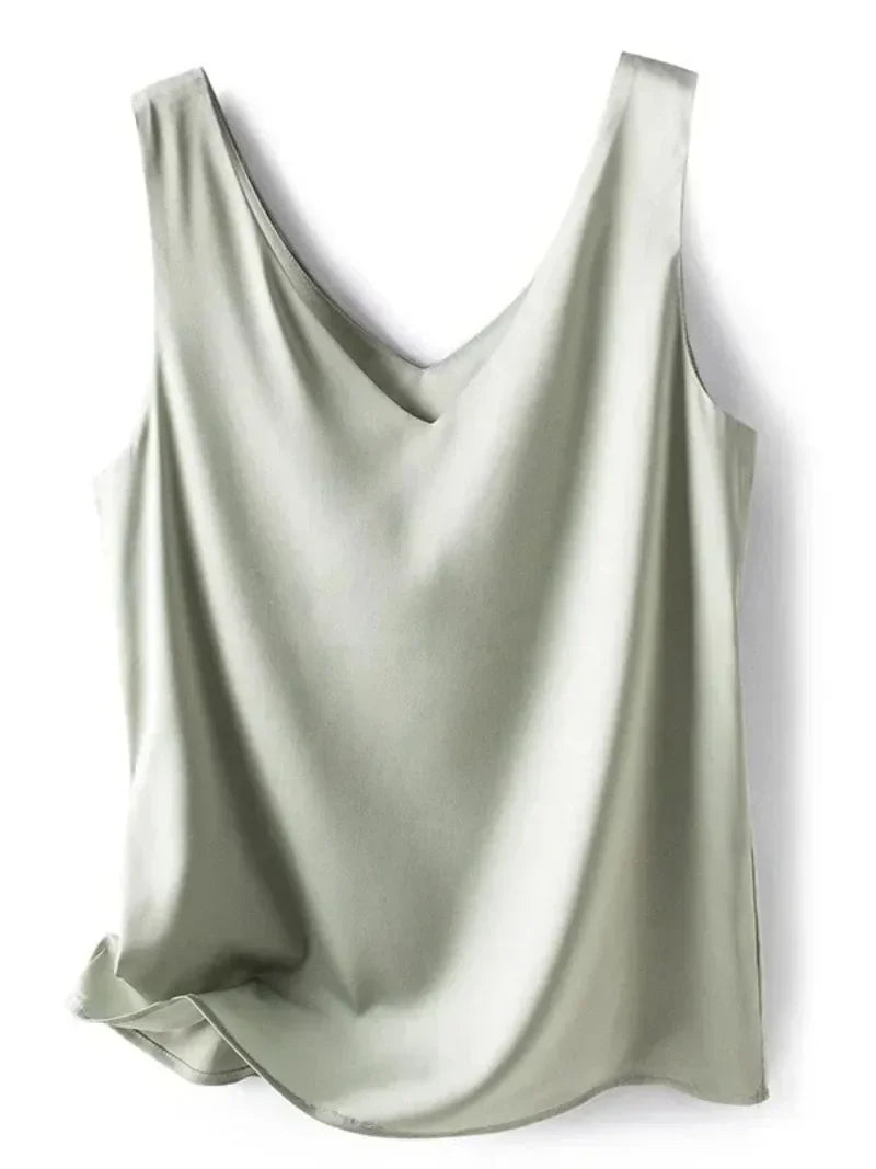 BeClassic Monoco Silk Satin Sleeveless Blouse – Emerald Grace