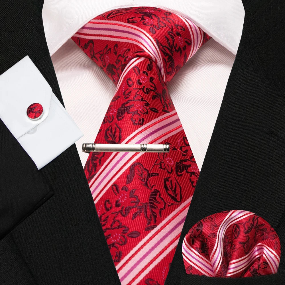 BeClassic Monoco Silk Tie & Accessory Set – Crimson Royale