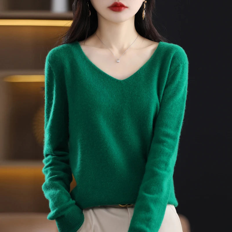 BeClassic Monoco Pure Wool V-Neck Sweater – Autumn Luxe
