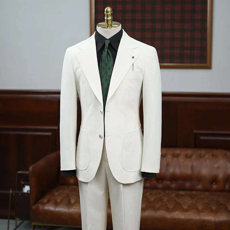 BeClassic™ IsirHonour Apricot Linen Suit – Retro British-Inspired Set for Youthful Spring & Autumn Style.