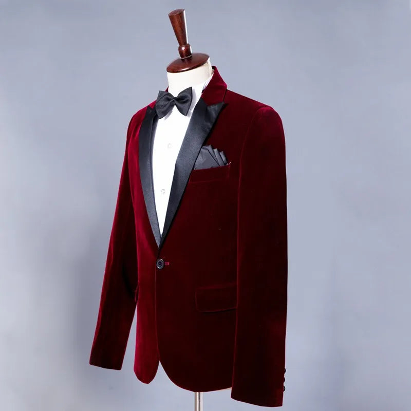 BeClassic™ Velvet Groom Tuxedo – Slim-Fit Blazer for Weddings & Banquets.